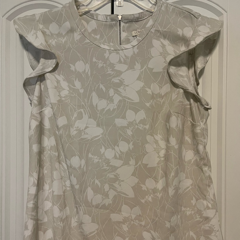 J. Crew Cream Floral Blouse